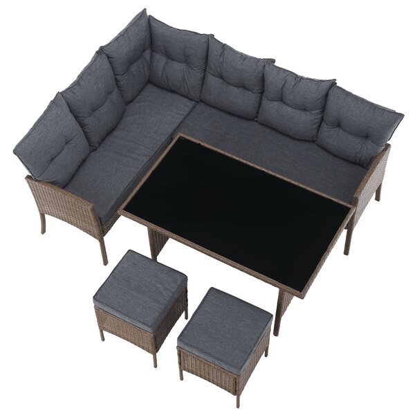 KONDELA Zahradní ratanový set, přírodní/světle šedá, RANDI