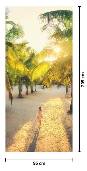 Fototapeta na dveře - Žena v palmách (95x205cm)