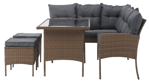 KONDELA Zahradní ratanový set, přírodní/světle šedá, RANDI