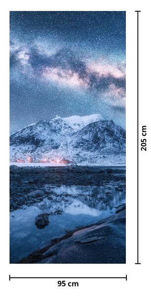 Fototapeta na dveře - Hory s hvězdnou oblohou (95x205cm)