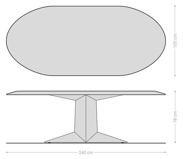 DELIFE Jídelní stůl Aithon 240×105 cm akácie hnědá kovová podnož černá oválný