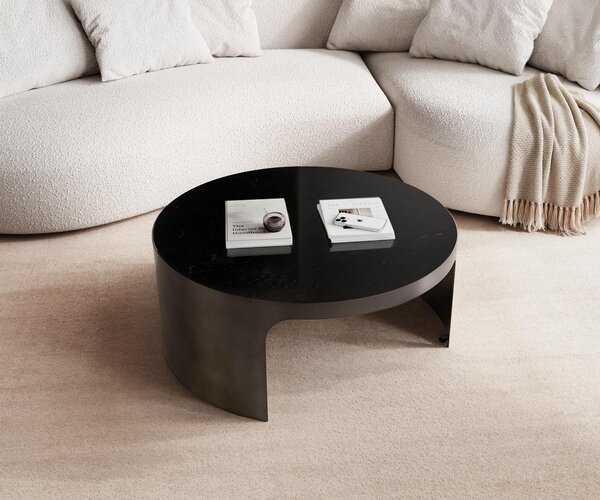 DELIFE Konferenční stolek Alerio 90x90 cm mramor černá stříbrná kov Black Antique