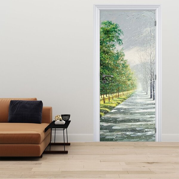 Fototapeta na dveře - Zima versus léto (95x205cm)