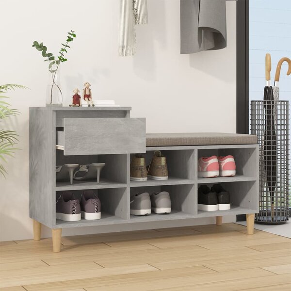 Botník betonově šedý 102x36x60 cm kompozitní dřevo