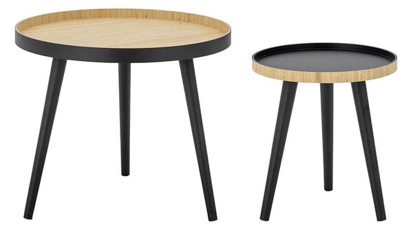 Set dvou konferenčních stolků cappuccino Ø 40 x 43 / Ø 60 x 50 cm černý