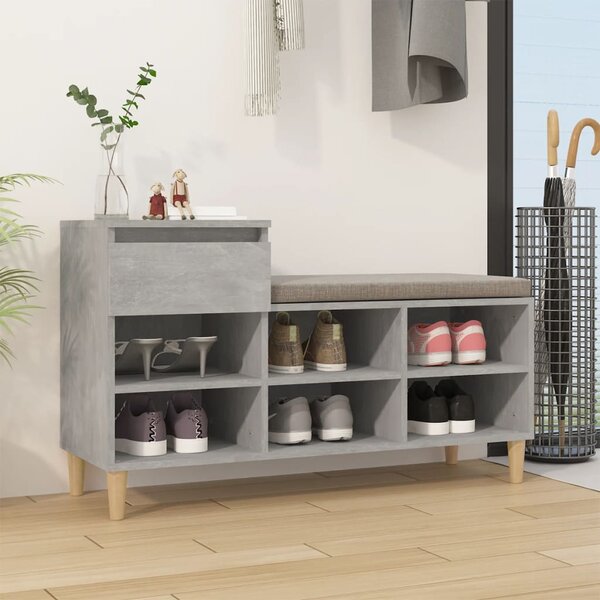 Botník betonově šedý 102x36x60 cm kompozitní dřevo