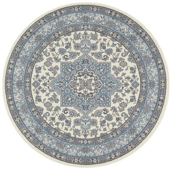 Nouristan - Hanse Home, Kruhový koberec Mirkan 104442 Cream/Skyblue | modrá Typ: kulatý 160x160 cm