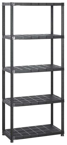 Úložný regál 5patrový černý 213 x 38 x 170 cm plast