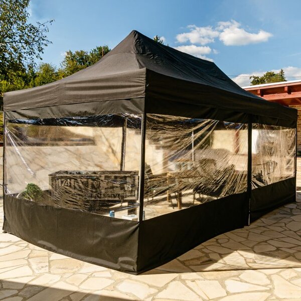 Zahradní párty stan INSTENT PRO, nůžkový, černý, 3 x 6 m