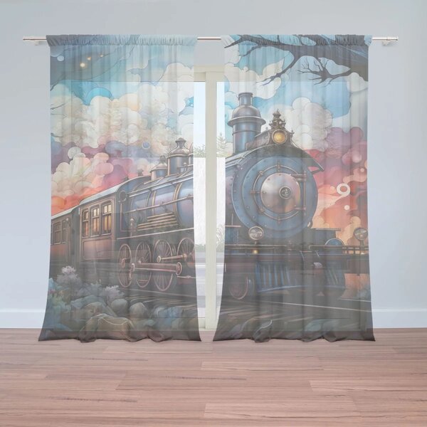 Sablio Záclony Parní lokomotiva v kouzelné krajině: 2ks 150x250cm