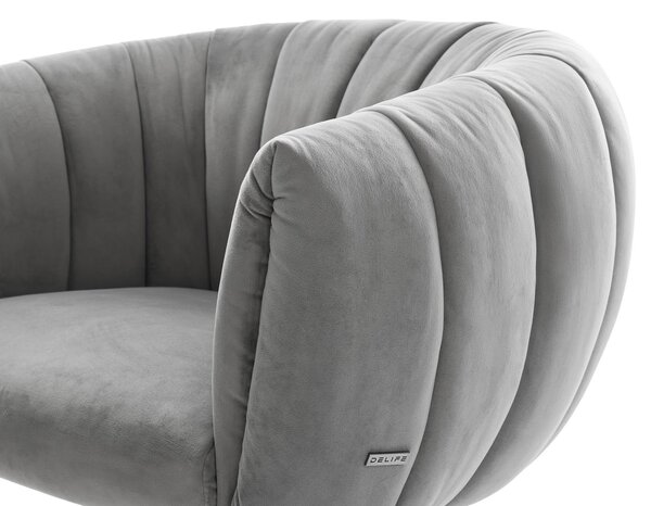 DELIFE Jídelní židle Jada-Flex samet šedá křížová podnož titanová barva 360° otočný houpací funkce taštičkové pružiny