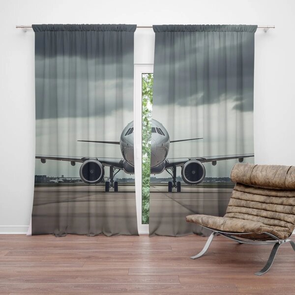 Sablio Závěs Letadlo na ranveji: 2ks 140x250cm