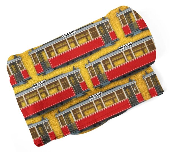 Sablio Deka Pražské historické tramvaje Žlutý Pattern - 150x120 cm