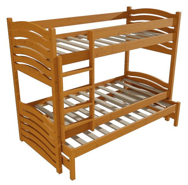 Vomaks Patrová postel s výsuvnou přistýlkou PPV 021 Rozměr: 80 x 180 cm, Prostor mezi lůžky: 80 cm, Povrchová úprava: moření olše