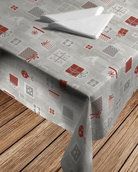 DekorTextil Vánoční ubrus s nešpinivou úpravou OXY - Sváteční dárečky ROZMĚR: 140 x 180 cm