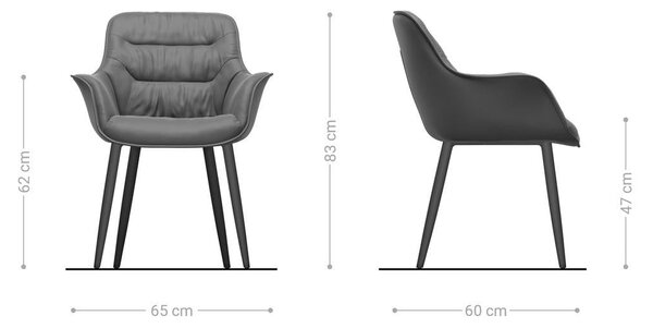 DELIFE Jídelní židle Kaira-Flex strukturovaná látka měkký šedá 4-nohá zúžená černá