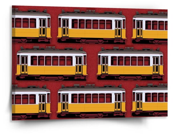 Sablio Obraz Lisabonské historické tramvaje Červený Pattern - 150x110 cm
