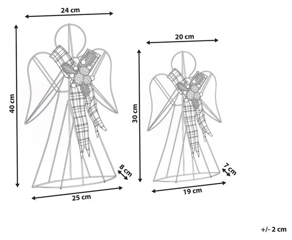 Vánoční dekorace ANNSJON Anděl 30/40 cm Pestrá
