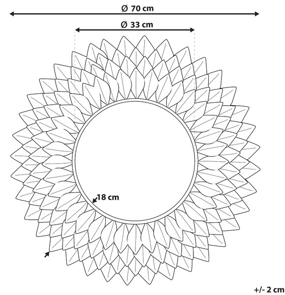 Zrcadlo LARRAU 70 cm 70 cm Kov Stříbrná