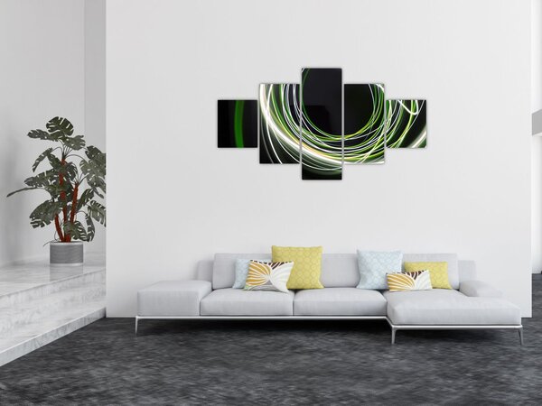 Obraz zelených čar (125x70 cm)