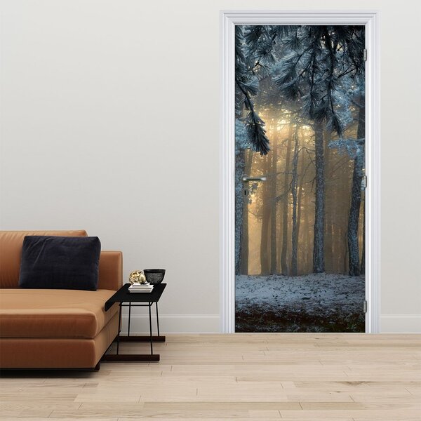 Fototapeta na dveře - Zasněžený les (95x205cm)