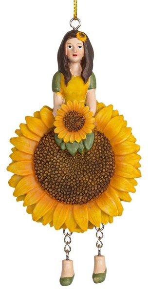 Dekorativní závěsná figurka Květinová dívka Slunečnice