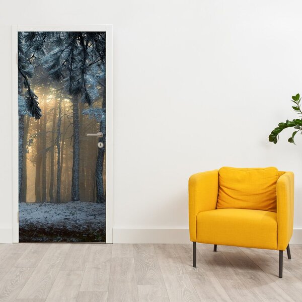 Fototapeta na dveře - Zasněžený les (95x205cm)