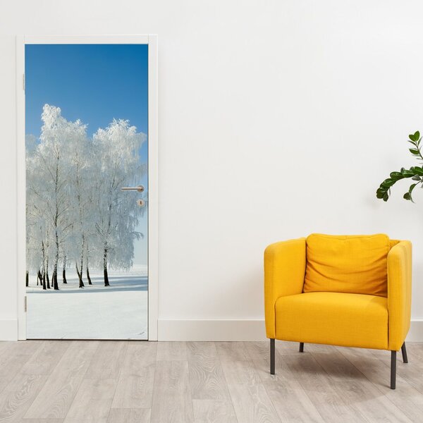 Fototapeta na dveře - Zasněžená krajina (95x205cm)