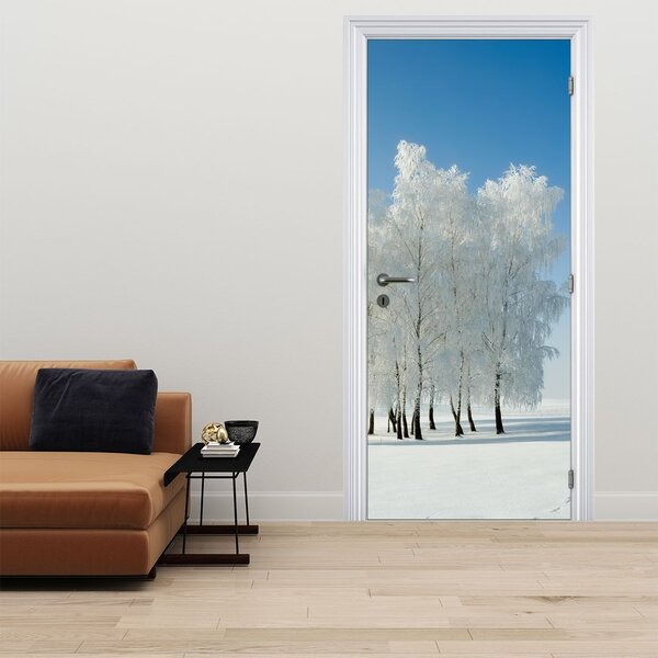 Fototapeta na dveře - Zasněžená krajina (95x205cm)