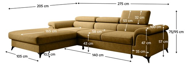 KONDELA Rozkládací sedací souprava, hořčicová, levá, HORTY ROH