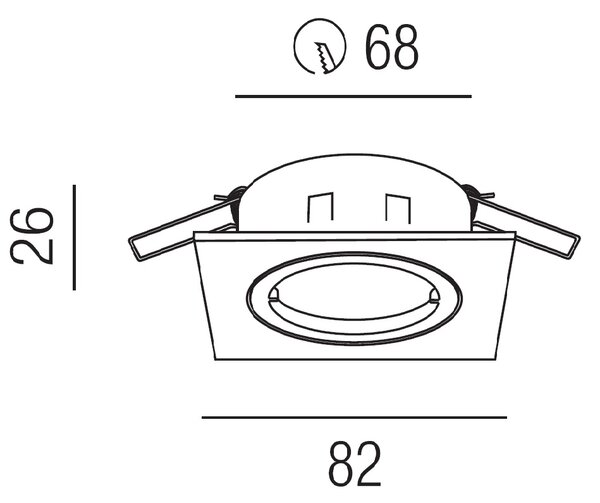 Schrack Podhledové světlo My68 výklopné, hranaté, výřez 68mm, černá
