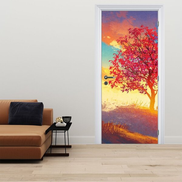 Fototapeta na dveře - Strom na kopci (95x205cm)