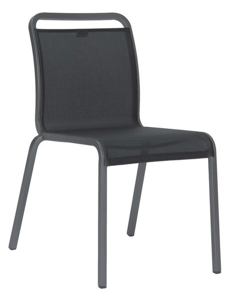 Stern Stohovatelná jídelní židle Oskar, Stern, 54x64x87 cm, rám lakovaný hliník černý (black matt), výplet textilen linen grey