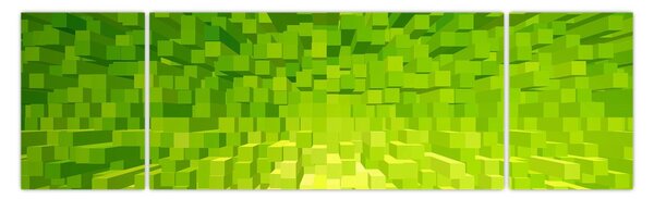 Obraz žlutozelených kostiček (170x50 cm)