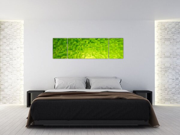 Obraz žlutozelených kostiček (170x50 cm)
