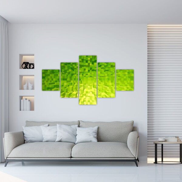 Obraz žlutozelených kostiček (125x70 cm)