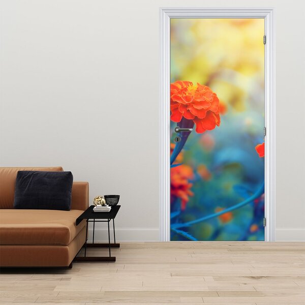 Fototapeta na dveře - Oranžové květy (95x205cm)
