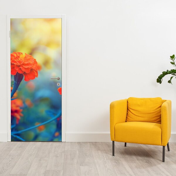 Fototapeta na dveře - Oranžové květy (95x205cm)