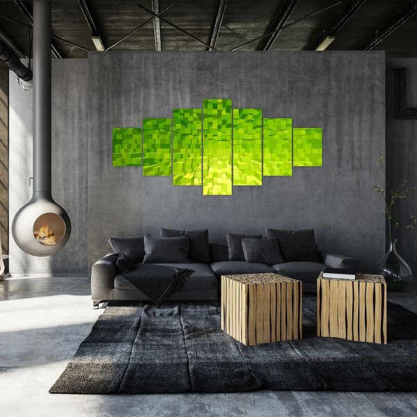 Obraz žlutozelených kostiček (210x100 cm)