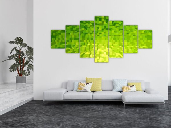 Obraz žlutozelených kostiček (210x100 cm)