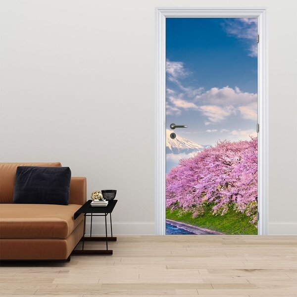Fototapeta na dveře - Japonská jarní krajina (95x205cm)