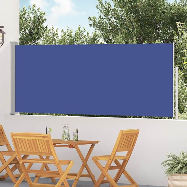 Zatahovací boční markýza/zástěna na terasu 120 x 500 cm modrá
