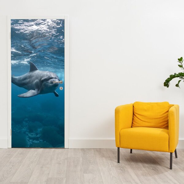 Fototapeta na dveře - Delfín pod hladinou (95x205cm)
