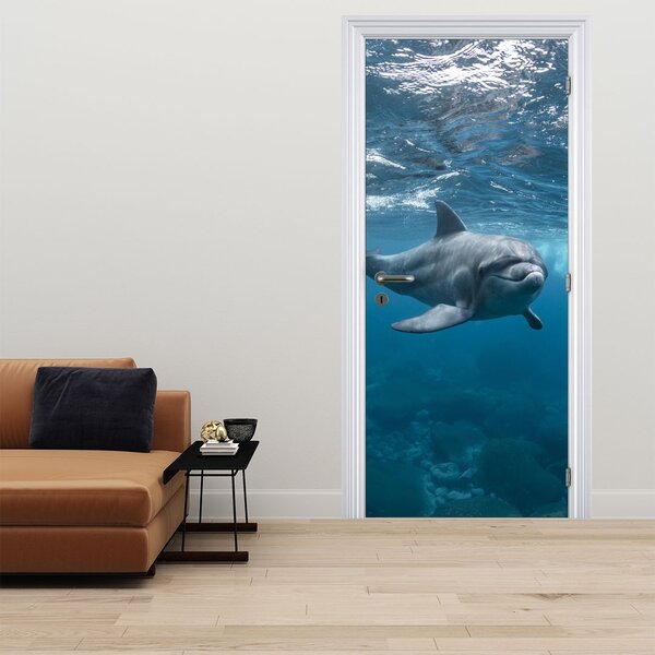 Fototapeta na dveře - Delfín pod hladinou (95x205cm)