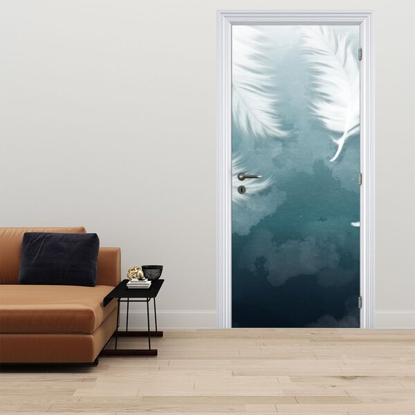 Fototapeta na dveře - Bílá peříčka (95x205cm)