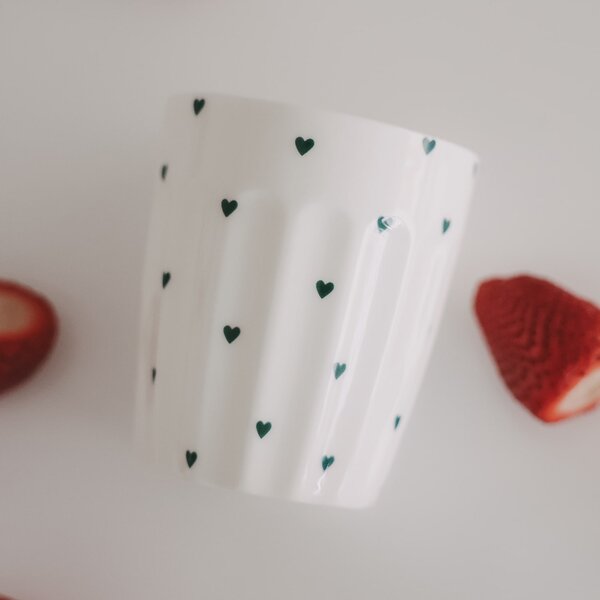 Porcelánový hrnek Mini Hearts 290 ml – green