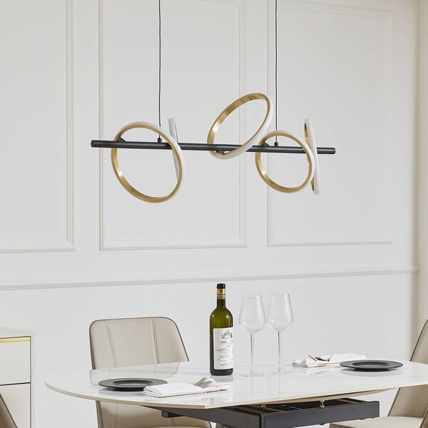 Lucande LED závěsné světlo Madu, černá barva, kov, délka 92,5 cm, Černá, Obývací pokoj / jídelna, kov, Moderní