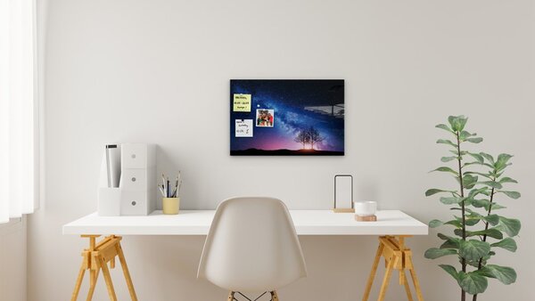 ALLboards Skleněný obraz MLÉČNÁ DRÁHA A STROM 60x40 cm