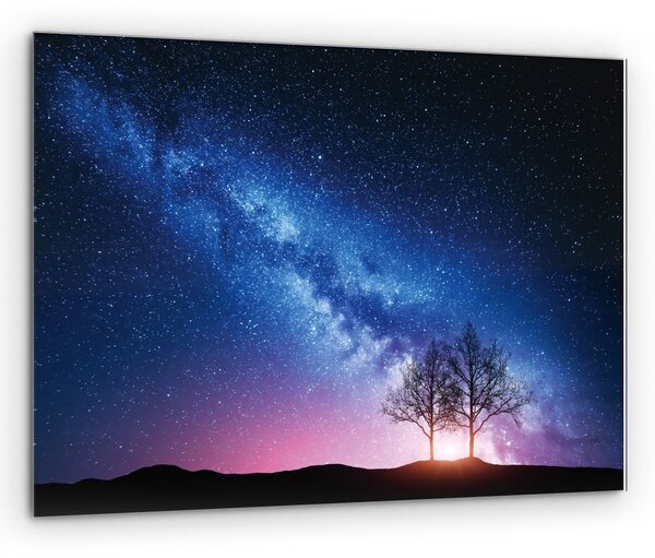 ALLboards Skleněný obraz MLÉČNÁ DRÁHA A STROM 60x40 cm