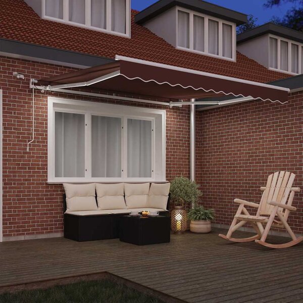 Automatická zatahovací markýza s LED hnědá 300 x 250 cm